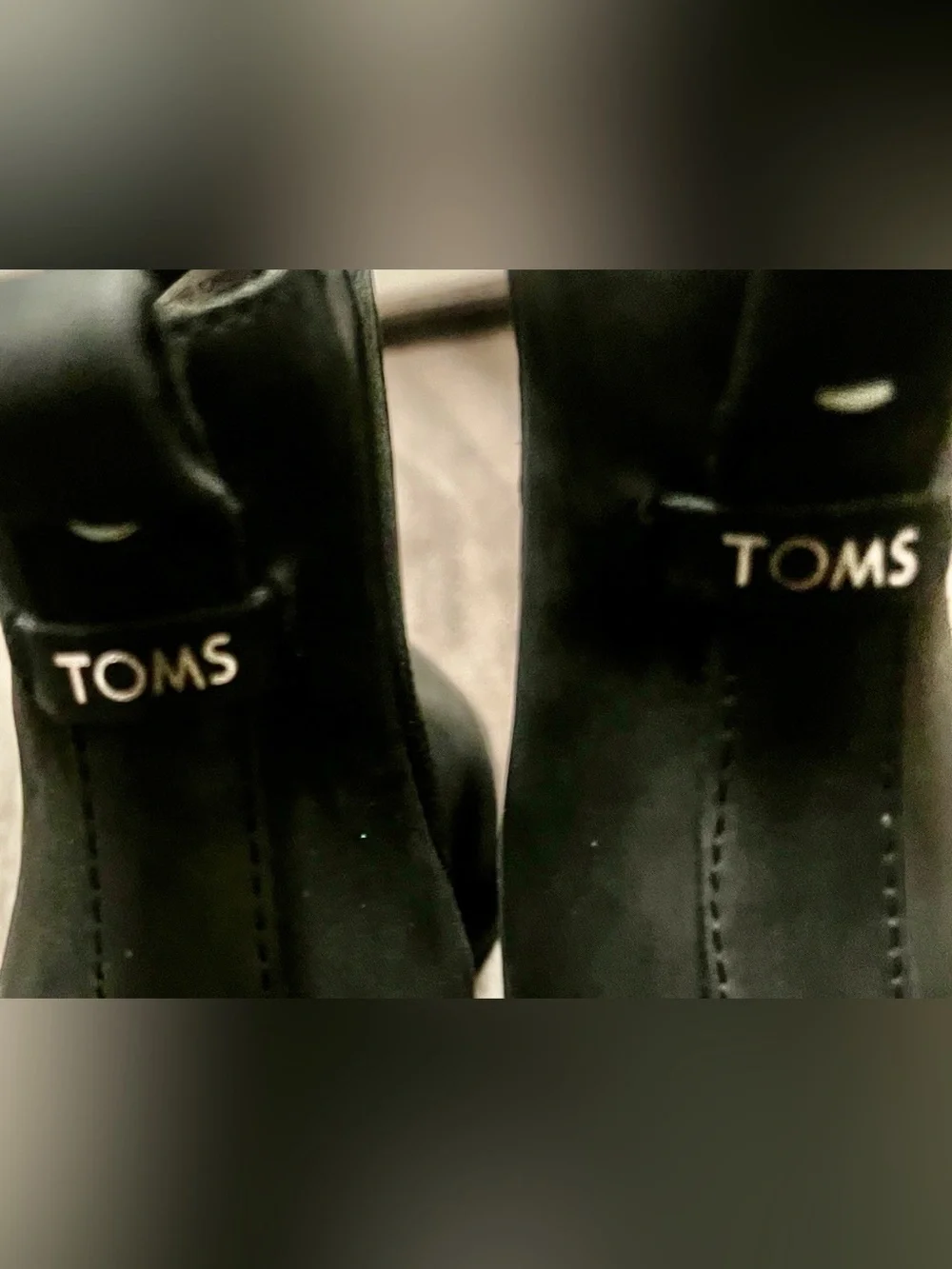 Toms Black Suede Chelsea Block Heel Ankle Boots
